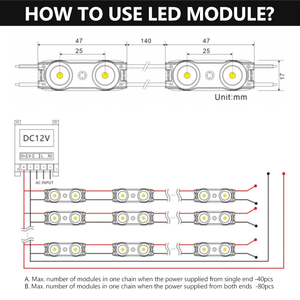 โมดูล smd2835 LED 12V 3000K 4000K 7000K 9000K 2 LEN 0.96W IP67 - Product Image 6