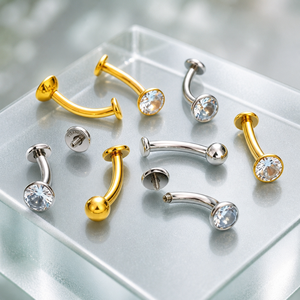 Anello da <span class=keywords><strong>ombelico</strong></span> galleggiante di lusso con zirconi scintillanti, <span class=keywords><strong>piercing</strong></span> per <span class=keywords><strong>ombelico</strong></span> in titanio ASTM F136 con fondo piatto, gioiello minimalista da donna, idea regalo - Product Image 4