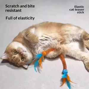 Giocattolo per Gatti con Corda Elastica, Pallina con Erba Gatta e Piume, per Gattini e Piccoli Animali, Prodotti per Animali Domestici - Product Image 3