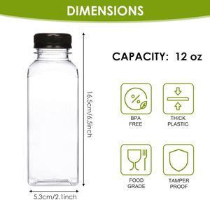 Bouteilles de jus en plastique PET jetables de 8 oz avec bouchons, vente en gros pour usine - Product Image 2