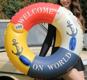 Anillo de natación extra grande y grueso para adultos con puerta de aire doble y manija, flotador de piscina portátil, salvavidas inflable circular - Product Image 5