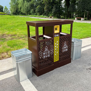 <span class=keywords><strong>Poubelle</strong></span> décorative <span class=keywords><strong>Poubelle</strong></span> de recyclage pour parc <span class=keywords><strong>Poubelle</strong></span> extérieure à <span class=keywords><strong>deux</strong></span> <span class=keywords><strong>compartiments</strong></span> <span class=keywords><strong>Poubelle</strong></span> à cigarettes en métal de conception creuse - Product Image 6