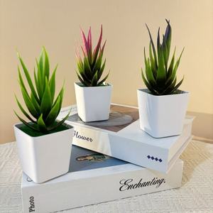 Plante artificielle en pot carré simulé, mini bonsaï d'aloe vera en plastique pour la décoration de la maison, meuble TV, verdure succulente - Product Image 2