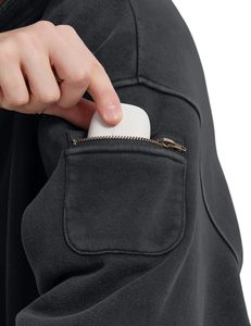 Felpe con cappuccio da uomo all'ingrosso OEM 100% cotone un <span class=keywords><strong>quarto</strong></span> di una cerniera felpa con cappuccio 380 grammi Unisex felpe - Product Image 4