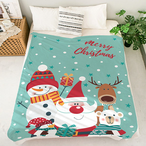 Manta de Franela Navideña con Diseño de Papá Noel, Muñeco de Nieve y Reno, Manta para Siesta, Cálida para el Invierno, Resistente a la Decoloración, Venta al Por Mayor - Product Image 2