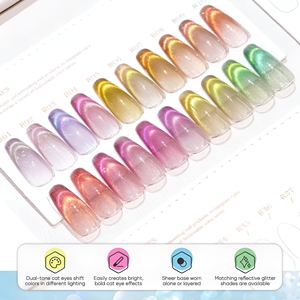 <span class=keywords><strong>Vernis</strong></span> à ongles gel 9D double effet œil de chat, UV Soak Off, pailleté, holographique, arc-en-ciel, magnétique, pour usage professionnel en salon, vente en gros OEM/ODM - Product Image 2