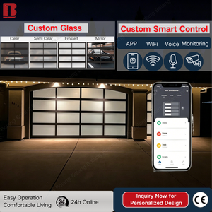 Porte de <span class=keywords><strong>garage</strong></span> en verre trempé 3C 16x7 9x7, commande vocale intelligente WiFi, vue complète transparente, porte de <span class=keywords><strong>garage</strong></span> moderne pour maison - Product Image 2
