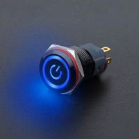 Logo personnalisé électronique 16mm oxyde d'aluminium noir bouton-poussoir LED autobloquant/momentané IP67 anneau alimentation 24V 12V