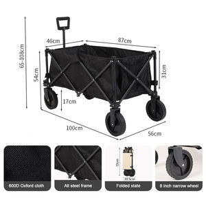 Chariot de jardin pliable tout-terrain réglable robuste personnalisé pour la plage, les pique-niques et le camping - Product Image 2