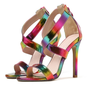 OEM/ODM Talons aiguilles respirants pour femmes, design coloré à bout ouvert, légers, grandes tailles, talons hauts rehaussants - Product Image 4