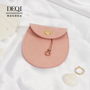 DEQI Factory Custom High Quality Eco-friendly Durable Lightweight Jewelry <b>Pouch</b> Semicircle Microfiber Buckle Closure for Rings - Product Image 2