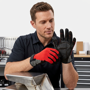 Gants de travail tactiques JNA GROUP jaunes et noirs avec bouts des doigts texturés en PU, antidérapants, résistants à l'abrasion, avec bracelet élastique, 16 pouces, 7 oz - Product Image 5