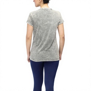 High Quality Loose Fit Women's Streetwear Acid Wash <b>T</b>-<b>Shirts</b> Custom Printed Premium Modal Wool Nylon Cashmere Drop Shoulder - Product Image 2