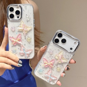 Newest epoxy butterfly starry glitter transparent resin mobile phone case shock <b>cover</b> for iPhone 17Air 16plus 15 14 13 12 - Product Image 1