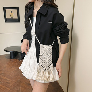 <span class=keywords><strong>2026</strong></span> 热销手工编织花边斜挎包流苏波西米亚时尚夏季拉链闭合度假钱包 - Product Image 4