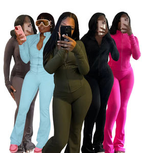 Nouveau Scrunch Butt <span class=keywords><strong>Yoga</strong></span> Set Femmes 2 Pièces Full Zipper Sportswear À Manches Longues Tops Hip Lift Taille Haute Gym Legging Workout Outfit - Product Image 1