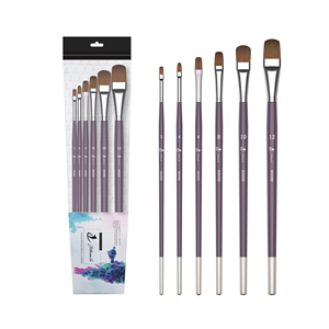 Set di 6 <span class=keywords><strong>Pennelli</strong></span> Professionali di Precisione Anti-Sfaldamento con Manico in Betulla Viola e Pelo di Martora <span class=keywords><strong>per</strong></span> Pittura Acrilica, a Olio e Guazzo - Product Image 1