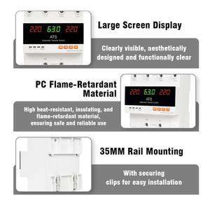 Interruttore di Trasferimento Automatico Solare <span class=keywords><strong>ATS</strong></span> a Doppia Alimentazione 220v 4p 63a 100a per Impianti Solari - Product Image 3