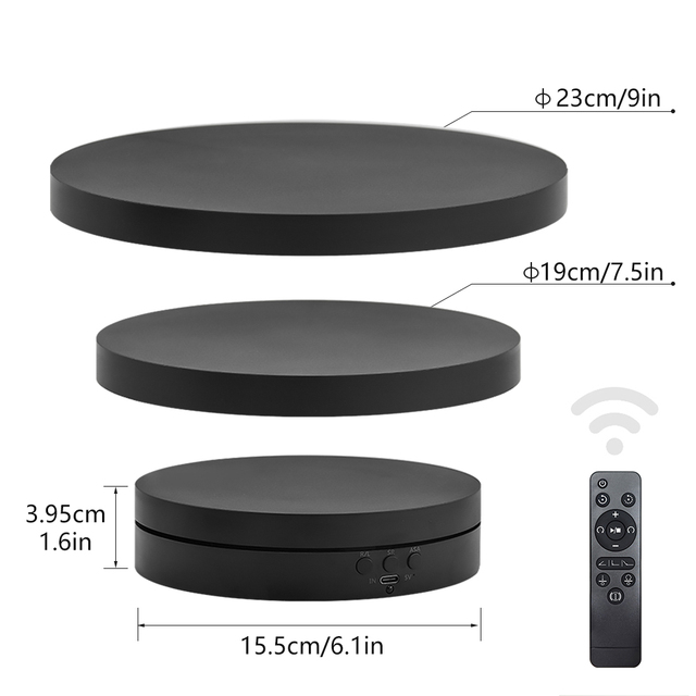 3 in 1 360 Degree Motorized Rotating Electric Turntable Jewelry Product Display Stand Photography Turntable for Advertising