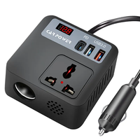 Inverter daya mobil 2024 w, Inverter daya 200w mobil Dc ke Ac, Inverter daya Inggris EU AS, konverter soket Universal