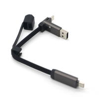 Kabel Pengisian Cepat OEM/ODM PD 60W 2 in 1 USB A dan Tipe C ke Tipe C Kabel Data Paduan Seng Gantungan Kunci Portabel Logo Merek Kustom