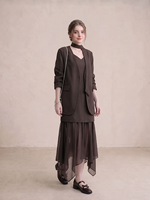 Ensemble 2 pièces Nicecover pour femme : Blazer et robe asymétrique en maille patchwork, tenue élégante pour le bureau et les soirées