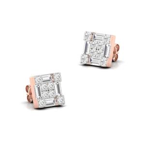 <b>Square</b> Baguette Cut Lab Grown <b>Diamond</b> 10K Gold Plated <b>Earrings</b> Elegant Sparkling Design Trendy for Women Jewelry Gift Classic - Product Image 2