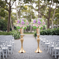 Fournitures de Mariage Support de Vase en Métal Doré Scintillant pour Chemin de Table de Mariage Européen, Pièces Décoratives pour Centres de Table