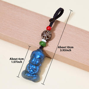 Porte-clés Bébé Bouddha en <span class=keywords><strong>Labradorite</strong></span> Naturelle en Gros, Artisanat de Sculpture sur Cristal Fait Main, Ornement en Pierre de Guérison - Product Image 2