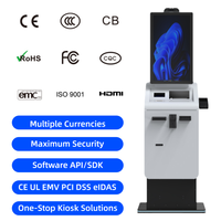 Kiosco de Pago de Autoservicio con Pantalla Táctil, Lector de Tarjetas de Crédito RFID y QR, Reciclador de Monedas y Billetes para Hoteles, con SDK
