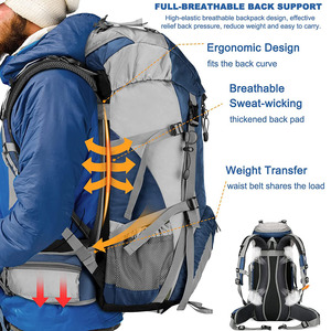 <span class=keywords><strong>Mochila</strong></span> de Senderismo Personalizada de 50L, Bolsa Impermeable para Artículos Esenciales de Camping con Cubierta para Lluvia, <span class=keywords><strong>Mochila</strong></span> Ligera de 45+5 <span class=keywords><strong>Litros</strong></span> - Product Image 4