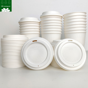 Couvercle en papier de canne à <span class=keywords><strong>sucre</strong></span> 100% Compostable, couvercle de café biodégradable pour tasse à café - Product Image 1