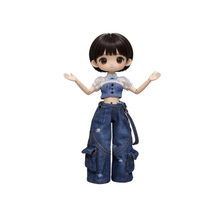 Ensemble de vêtements en jean pour poupée BJD, manches bouffantes, tutu moelleux, tenue polyvalente personnalisable pour poupées en plastique