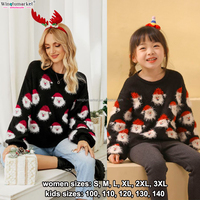 Vente en gros de pulls d'hiver en tricot de grande taille à manches longues en mohair pulls de Noël pour enfants et père Noël pour femmes