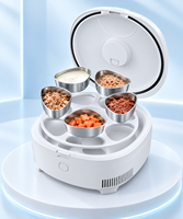 Distributeur automatique de nourriture pour animaux de compagnie, réfrigéré et chauffant, programmable pour 5 repas, avec refroidissement par semi-conducteur, 175 ml x 5 bols