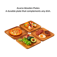 Assiettes de Présentation Carrées Minimalistes en Bois Poli Non Toxique de Haute Qualité pour la Restauration, Vente en Gros, Luxueuses