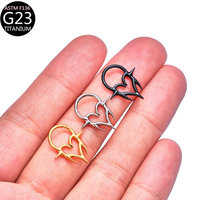Anting Titanium Thorns Heart Nose Ring Piercing Stud Grosir Fashion Korea Anting Hoop untuk Wanita Perhiasan Anting Daith Halloween