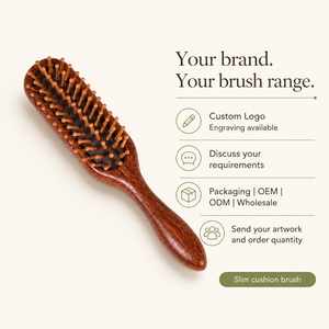 Schlanke Holz-Haarbürste mit Bambusstiften zum Entwirren, Kopfhautmassage, Täglicher Pflege, Salon und Heimgebrauch, Haarpflege mit Eigenem Logo - Product Image 6