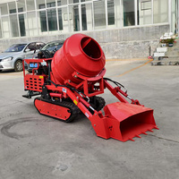 Mini bétonnière automotrice tout-terrain 350L diesel, mini bétonnière sur chenilles, bétonnière pour chantiers de construction