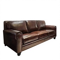 Amerikanischer Landhausstil Bardon Retro Ölwachs-Leder Anpassbares Einzelsofa mit Federkern für Wohnzimmer und Kleine Apartments