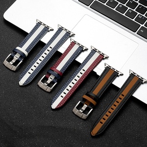 Correa de Reloj de Cuero de Microfibra de Color Contrastante para <span class=keywords><strong>Apple</strong></span> <span class=keywords><strong>Watch</strong></span> Series 10 9 8 Ultra para Huawei <span class=keywords><strong>Watch</strong></span> <span class=keywords><strong>GT</strong></span>, Correa de Repuesto Empalmada - Product Image 2