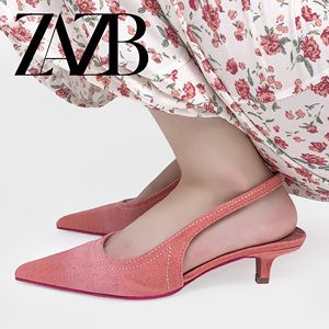 Sandalias de tacón medio de lona Rosa personalizadas para mujer de la marca ZAZB, zapatos de novia elegantes para mujer - Product Image 6