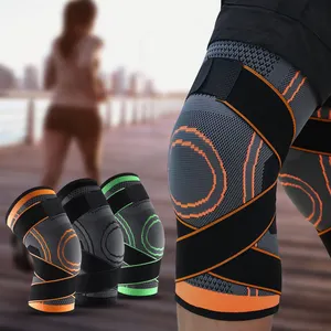 Fabrikant Onder Druk 3d Gebreide Nylon Kniebrace Ademende Sport Compressiemouw Fitness Veiligheid Knie Ondersteuning Kromtrekken