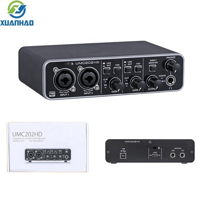 UMC202HD 2 Channel USB Interface Low Noise Preamps Gain Control Clip LED for Guitar and Vocal Recording