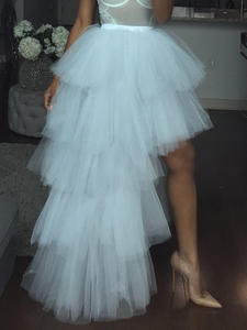 Jupe midi en <span class=keywords><strong>tulle</strong></span> à volants respirante taille empire pour <span class=keywords><strong>femme</strong></span>, taille élastique, <span class=keywords><strong>jupon</strong></span> bouffant long taille unique - Product Image 2