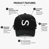 Casquette de baseball personnalisée de luxe avec logo, en coton noir sergé, broderie de lettres, réglable, unisexe, vente en gros, OEM