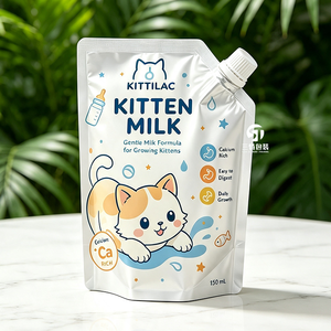 Bolsas con Boquilla Aluminizadas Impresas Personalizadas de Fábrica para Alimentos Líquidos para Mascotas, Caldo de Hueso, Leche de Cabra, Bebidas Nutritivas para Perros y Gatos - Product Image 1