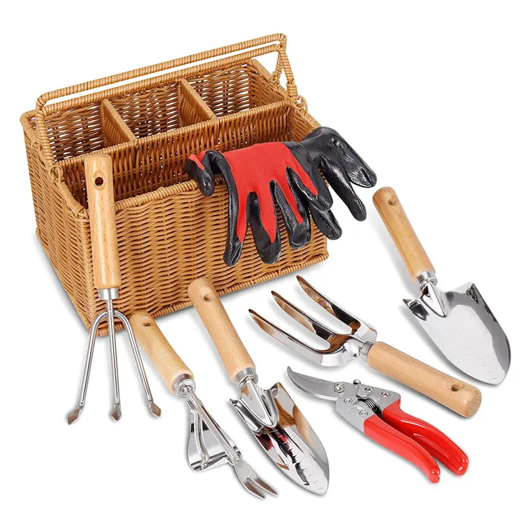 8 Stuk Bloemen Tuin Tool Set Aluminium Tuingereedschap Gift Met Opslag Mand