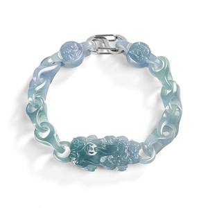 Bracelet en jadéite naturelle, dragon chinois, jade bleu eau, bestie mythique interconnectée, UNISEXE C181 - Product Image 1