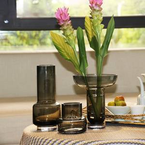 Vintage glass <b>vase</b> amber soot straight bottle model room living room flowers plant hydroponic <b>vase</b> <b>decoration</b> - Product Image 1